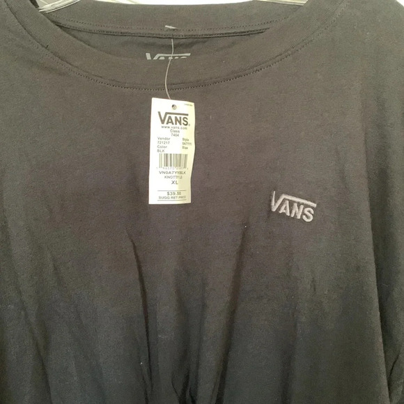 NWT Women’s  VANS black long sleeve top size XL with gathered front - Picture 2 of 8